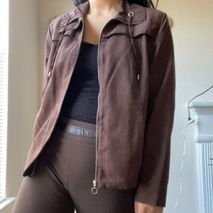 VINTAGE BROWN ZIP UP JACKET